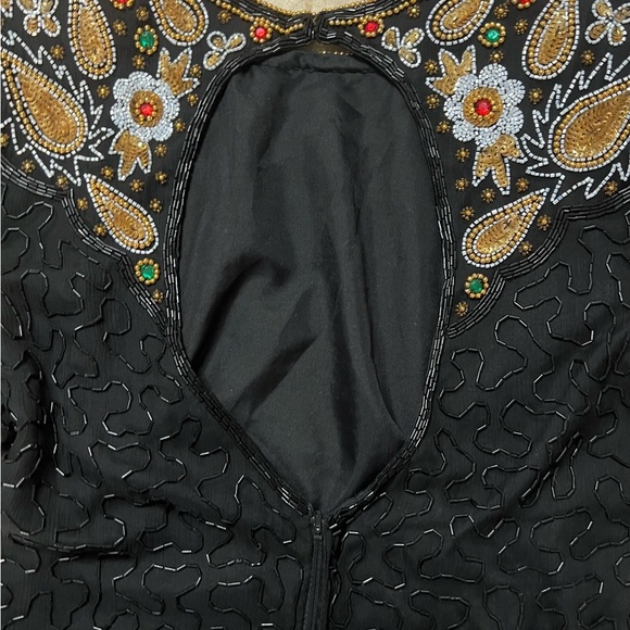 Vintage 1980’s Laurence Kazar Beaded and Sequins Silk Dress Size Medium - Picture 4 of 6